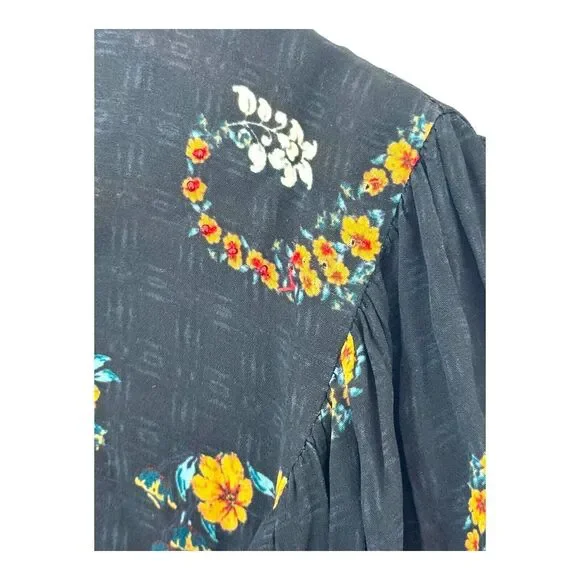 ANTHROPOLOGIE WOMENS BOHO BLOUSE SMALL MULTICOLOR BEADED SEQUIN FLORAL PRINT - Picture 16 of 16